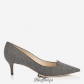 Jimmy Choo Taupe Grey Flannel and Patent Pointy Toe Pumps 50mm BSJC3054078