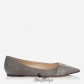 Jimmy Choo Taupe Grey Suede Pointy Toe Flats with Silver Studs BSJC2345678