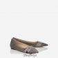 Jimmy Choo Taupe Grey Suede Pointy Toe Flats with Silver Studs BSJC2345678