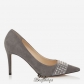 Jimmy Choo Taupe Grey Suede Pointy Toe Pumps with Silver Studs 85mm BSJC9003456