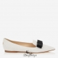 Jimmy Choo White Shiny Leather with Painted Ministuds Pointy Toe Flats with Bow Detail BSJC7188345