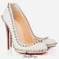 100MM Studded Leather White Pumps BSCL487210