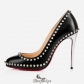 100MM Studded Leather Black Pumps BSCL487211