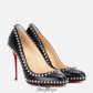 100MM Studded Leather Black Pumps BSCL487211