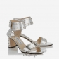 Jimmy Choo Silver Mirror Leather Sandals with Gold Studs 65mm BSJC7422274