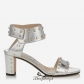 Jimmy Choo Silver Mirror Leather Sandals with Gold Studs 65mm BSJC7422274