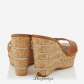 Jimmy Choo Tan Vacchetta Leather Cork Wedges with Glitter Stripes on Wedge 70mm BSJC7463648