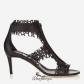 Jimmy Choo Black Laser Perforated Shiny Leather Sandals 65mm BSJC6750624