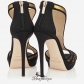 Jimmy Choo Black Satin with Gold Pailettes Embroidery T-Bar Sandals 120mm BSJC3079649