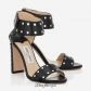 Jimmy Choo Black Shiny Leather Sandals with Silver Studs 100mm BSJC7625005