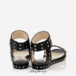 Jimmy Choo Black Shiny Leather Sandals with Silver Studs BSJC2680054