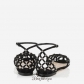 Jimmy Choo Black Suede Pointy Toe Shoe Sandals with Crystal Studs BSJC2700592