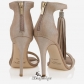 Jimmy Choo Nude Shimmer Suede Sandals with a Nude Shimmer Suede Tassel 110mm BSJC65999974
