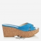 Jimmy Choo Robot Blue Suede with Lasered Cork Covered Wedges 50mm BSJC7371628
