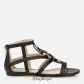 Jimmy Choo Black Leather Flat Sandals with Jewel Piece BSJC7401528