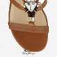 Jimmy Choo Canyon Leather Flat Sandals with Jewel Piece BSJC1074099