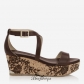 Jimmy Choo Dark Brown Leather with Lace Lasered Cork Wedges 70mm BSJC2554097