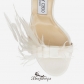 Jimmy Choo Ivory Satin Sandals with Feather Bow 85mm BSJC5414237